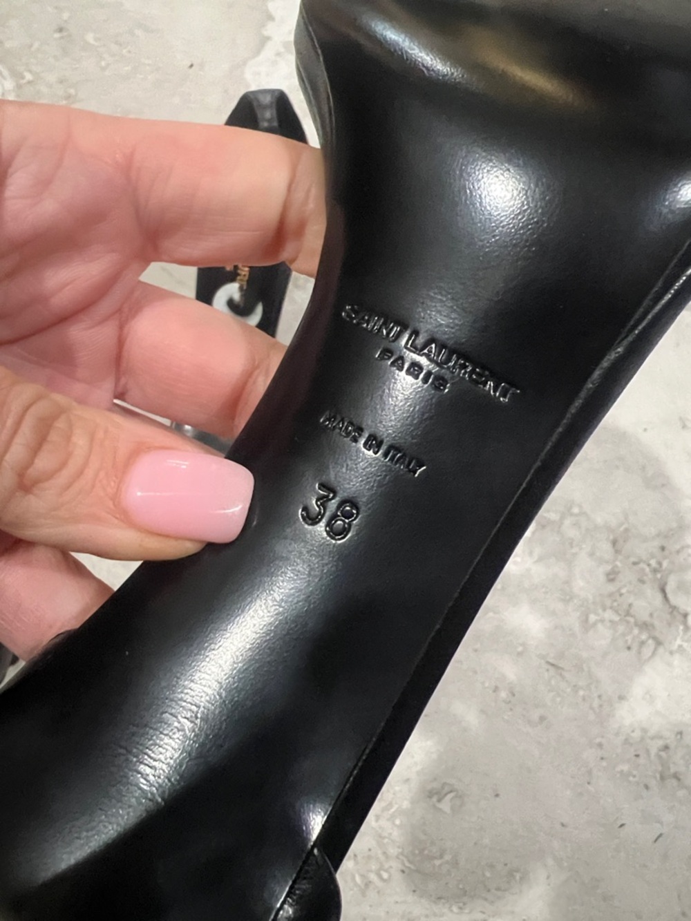 Saint Laurent Black Leather Open-Toe Single-Strap Stilettos - Picture 3 of 4